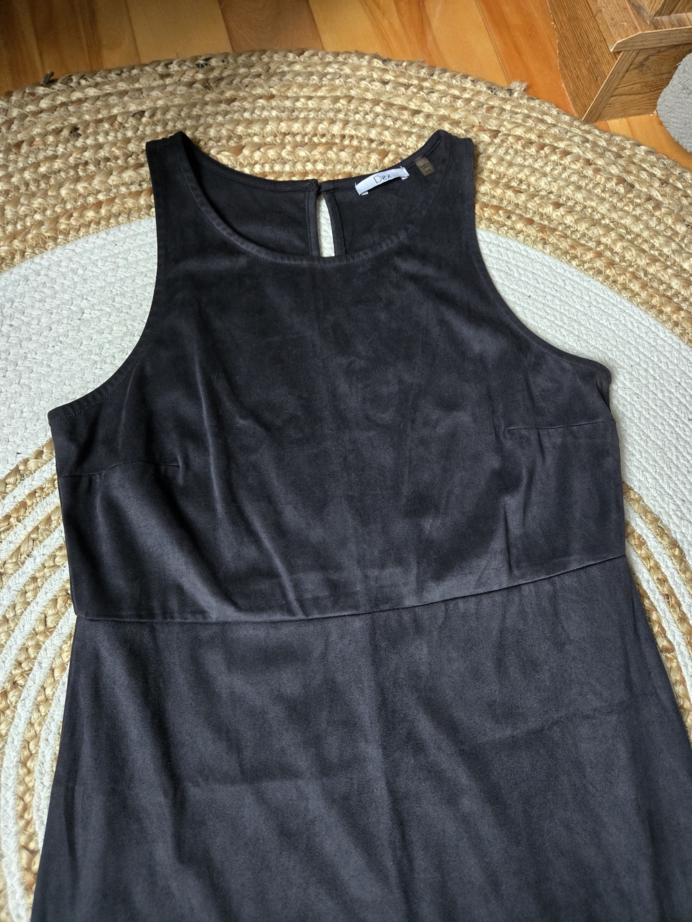 Faux Suede Black Sleeveless Fringe Midi Dress Western Goth Chic - Picture 2 of 13